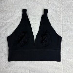 True Black V-Neck Longline Bra - Size Large